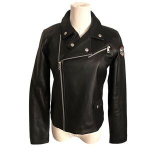 Levi’s Moto Jacket Black Faux Leather Girls L (Fits Women XS/S)